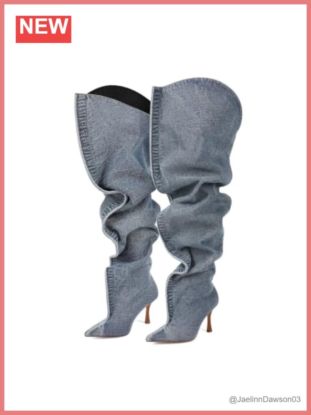 Handmade Thigh-High Stiletto Over the Knee Denim Boots